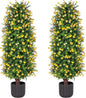 Sunnyglade 2 Packs Artificial Rose Tree 3FT- Fake Floral Plant Tree in Pot- Decorative Topiary Plant - Cement Filled Potted Faux Flower Plant for Home Office Porch Decor Indoor Outdoor(Yellow)