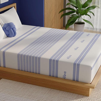Vibe Gel Memory Foam Mattress, Fiberglass Free 8-Inch CertiPUR-US Certified Bed-in-a-Box, Full, White