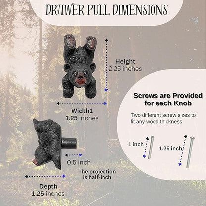 BestGiftEver Black Bear Drawer Pull and Cabinet Knob - Rustic Decor Dresser Hardware, Ideal for Mountain, Cabin, Lodge or Woodland Home Decorations with Wildlife Charm (Handstand Playing Bear)