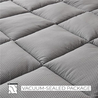 Great Bay Home King Mattress Topper. Thick, Elastic Corner Mattress Protector and Cover. Ultra-Soft Pillowtop Mattress Pad. Fits Mattresses Up to 18" (King, Light Grey)