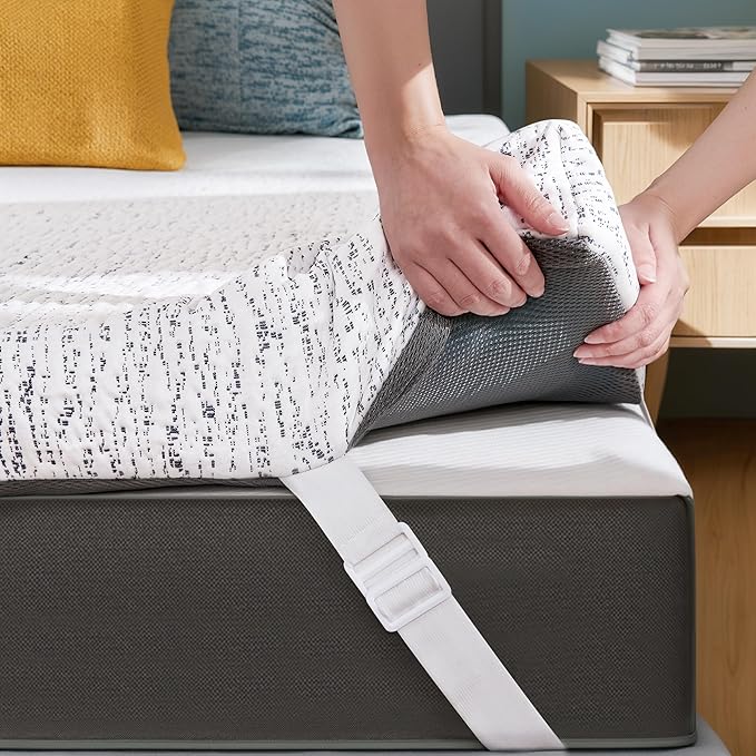 Subrtex Mattress Topper Cover Full Size 4 Inch (Only Cover) Mattress Topper Protector Bedding Removable Encasement with Zipper Closure