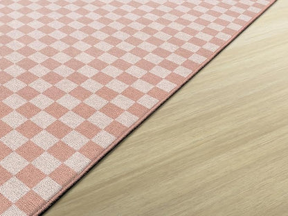 Flagship Carpets Schoolgirl Style Blush Checkerboard Educational Area Rug for Kids Room Seating Décor, Children's Classroom, Play Carpet for Teaching and Playroom, 5' x 7'6", Blush Pink