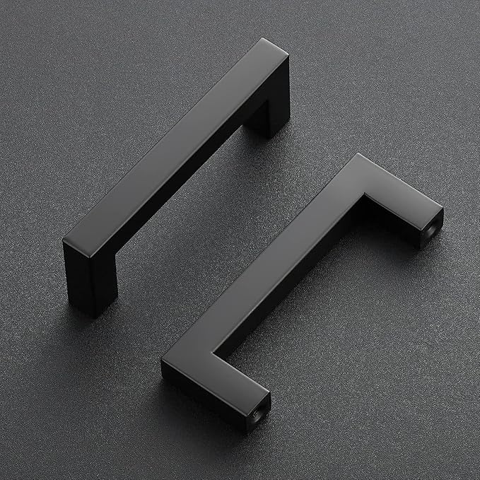 Ravinte 20 Pack Black Cabinet Pulls 3-1/2 Inch Square Kitchen Cabinet Handles Matte Black Kitchen Hardware for Drawer Pulls Drawer Handles Come with Screwdriver