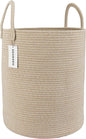 Cotton Rope Laundry Basket Hamper for Clothes Woven Storage Basket for Living Room Bedroom Boho Tall Rope Baskets for Blanket Toys Pillow Towels Baby Nursery Hamper Bin oatmeal