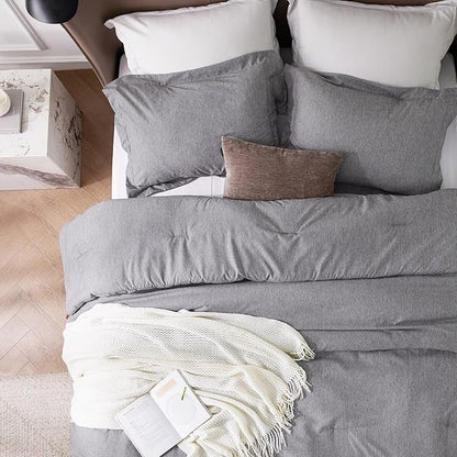 Bedsure Super King Comforter Set - Dark Grey Soft Bedding for All Seasons, Cationic Dyed Bed Set, 3 Pieces, 1 Super King Size Comforter (120"x120") and 2 Pillow Shams (20"x36"+2")