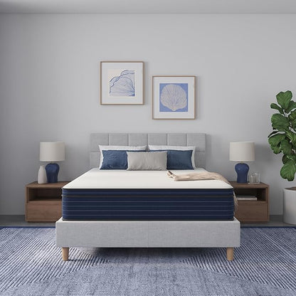NapQueen Queen Size, 12 Inch New Victoria Hybrid Cooling Gel Infused Pocket Spring and Memory Foam Mattress, Bed in a Box, CertiPUR-US Certified