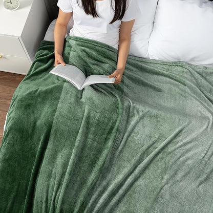 Pavilia Green Ombre Fleece Bed Blanket, Soft & Lightweight, Emerald Forest Green Gradient, Cozy Microfiber, Twin Size (60x80)