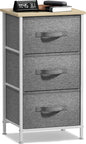 Sorbus Nightstand with 3 Drawers - Bedside Furniture & Night Stand End Table Dresser with Steel Frame, Wood Top, Easy Pull Fabric Bins for Home, Bedroom Accessories, Office & Dorm