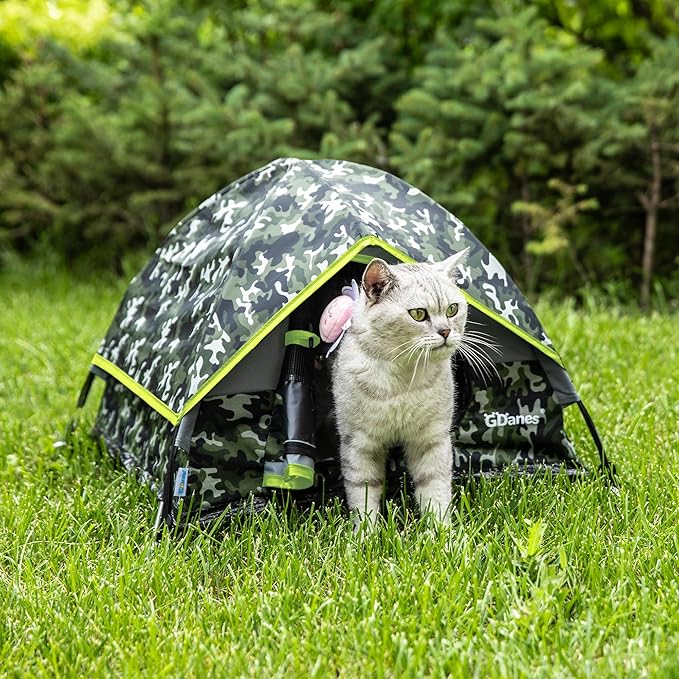 GDanes Camouflage Cat Tent, Portable Pet Cat House with Soft Pad, Cat Cave, Dog House for Small Medium Dogs and Rabbits-Mewly Pet