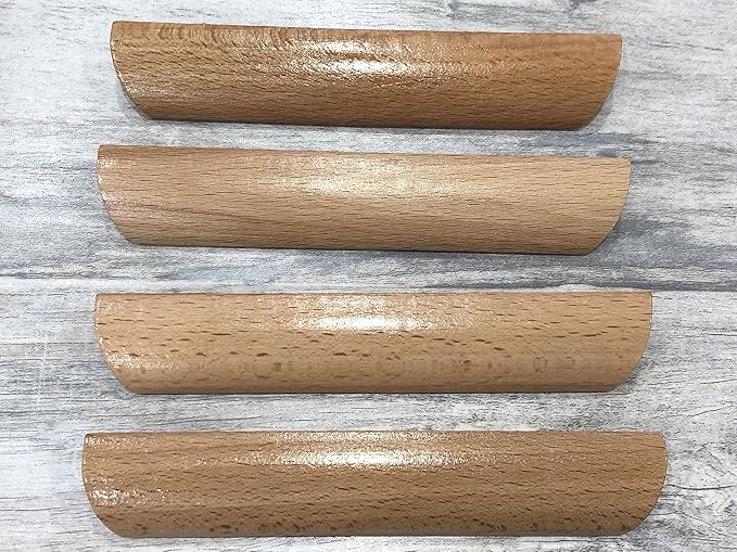 6Pcs 6.34" Wood Solid Furniture Pulls Handles, Painted Smoothly Wooden Handles Cupboard Closet Drawer Handle Pull,Hole Dis.5.04"