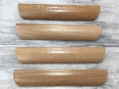 6Pcs 6.34" Wood Solid Furniture Pulls Handles, Painted Smoothly Wooden Handles Cupboard Closet Drawer Handle Pull,Hole Dis.5.04"