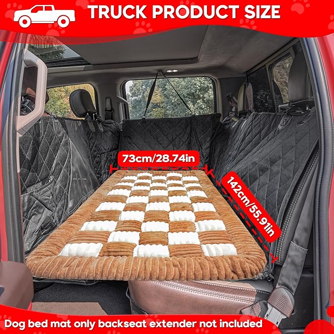 Dog Car Bed Mat, Non-Slip Backseat Extender Pet Blanket, Plaid Dog Bed for Trucks, Sedans & Large SUVs, Chew-Resistant Travel Pad for Dogs, Easy Clean & Scratch-Proof & Comfort (56"x28.7")-Mewly Pet
