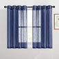 RYB Home Linen Sheer Curtains - Grommet Semi Sheer Privacy Farmhouse Curtain Panels for Bedroom Office Living Room, W 52 inch x L 45 inch, 2 Pcs, Navy Blue