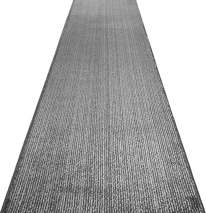 Custom Length Cut to Size Wide Width Carpet Runner Rug for Hallways, Skid Resistant Latex Rubber Backed, 31 inch Wide X Customized Length, Stripe Grey, 31 inch X 15 feet