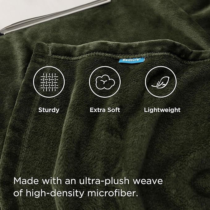 Bedsure GentleSoft Fleece Throw Blanket Olive Green - 300GSM Blankets for Couch, Sofa, Bed, Soft Lightweight Plush Cozy Throws for Toddlers, 50x60 inches