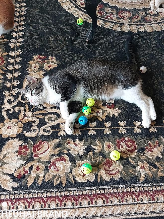 10-Pack Cat Toy Balls with Bells for Kittens and Cats (1.5'' - 2.2'', Cat Toys Mega Set)-Mewly Pet