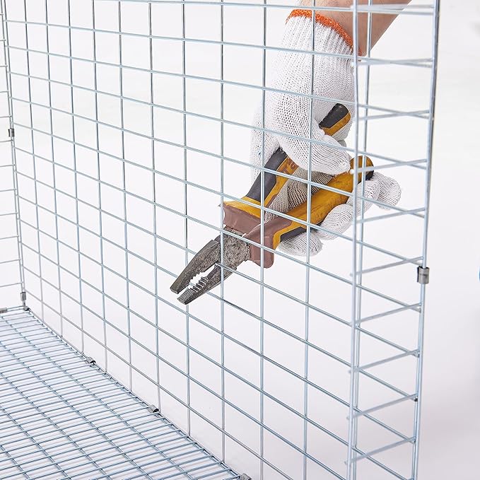 Metal Small Animal Feeder with Lid, Heavy Duty, Large Capacity Food Dispenser, Great for Rabbits, Guinea Pigs, Chinchillas and Other Small Animals (7.4 inch, Green)-Mewly Pet