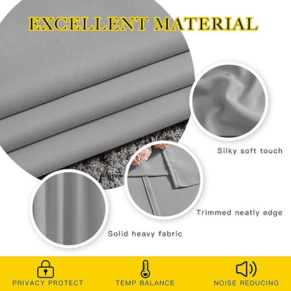 NICETOWN Silver Grey Sliding Door Curtains 2 Panels Set 118 inches Long, Grommet Thermal Blackout Curtains Privacy Room Divider Sound Reducing for Bedroom/Living Room, W66 x L118