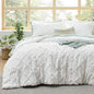 Bedsure Boho Comforter Set King - White Tufted King Size Comforter, 3 Pieces Farmhouse Shabby Chic Embroidery Bed Set, Soft Fluffy Geometric Pattern Bedding for All Seasons