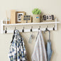 BAMEOS 35" L Wall Hooks with Shelf, Entryway Coat Hooks, Wood Wall Hanging Shelf, Wall-Mounted Coat Rack with 7 Dual Metal Hooks for Bathroom, Kitchen, Living Room, Bedroom (White)