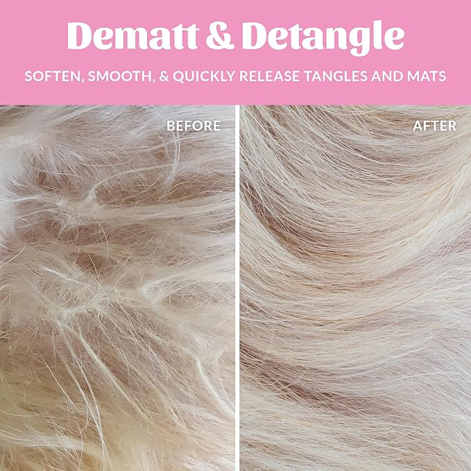 Skout's Honor Pet Detangler Spray - Hydrating & Conditioning with Avocado Oil & Probiotics, 97% Natural, Paraben & Sulfate-Free, softens for a More brushable Coat, Daily Use, 8oz, Happy Puppy-Mewly Pet