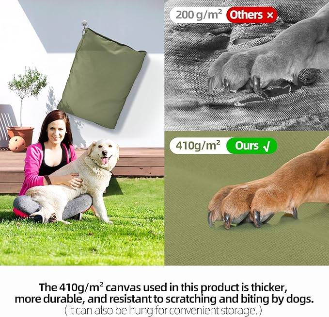 Sytopia 42-Inch Canvas Indestructible Outdoor Dog Bed, Waterproof & Washable with Removable Cover, Ideal for Medium & Large Dogs, Chew-Proof Great for Indoor, Outdoor, Crate, Patio Use (Green)-Mewly Pet