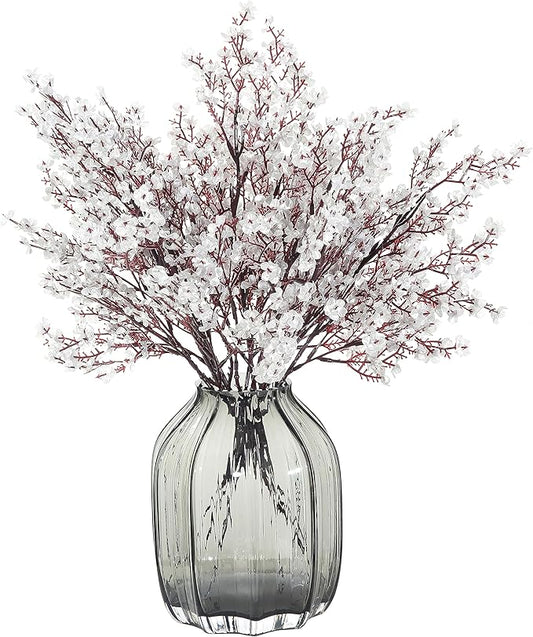 JAKY-Global Babys Breath Fabric Cloth Artificial Flowers 6 Bundle European Fake Silk Plants Decor Wedding Party Decoration Bouquets Real Touch DIY Home Garden (Silver 6pcs)