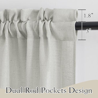 RYB HOME Floor to Ceiling Curtains 120 inches Long, Flax Linen Blend Semi Sheer Curtains Soft Airy Half Privavy Drapery for Sliding Door, Bay Window, Living Room, W 52 x L 120 inch, 2 Panels, Grey