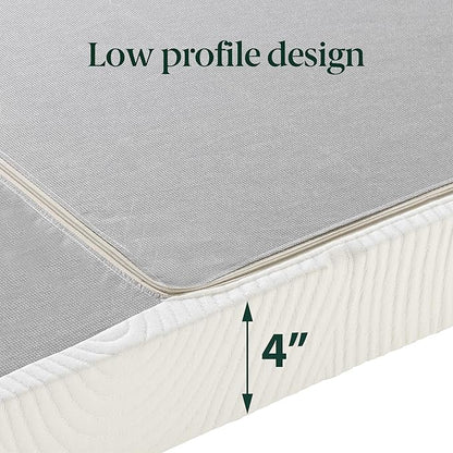 ZINUS 4 Inch Box Spring with Cover, No Assembly Mattress Foundation, Sturdy Metal Structure, Full, White
