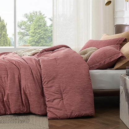Bedsure King Size Comforter Set - Pink Clay Soft Bedding for All Seasons, Cationic Dyed Bed Set, 3 Pieces, 1 King Size Comforter (104"x90") and 2 Pillow Shams (20"x36"+2")