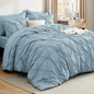 Bedsure Full Comforter Set Light Blue - Bed in a Bag Full Size Bedding Set 7 Pieces, GentleSoft™ Pintuck Bed Set Gift for Family, Pinch Pleat All Season Comforter with Sheets, Pillowcases & Shams