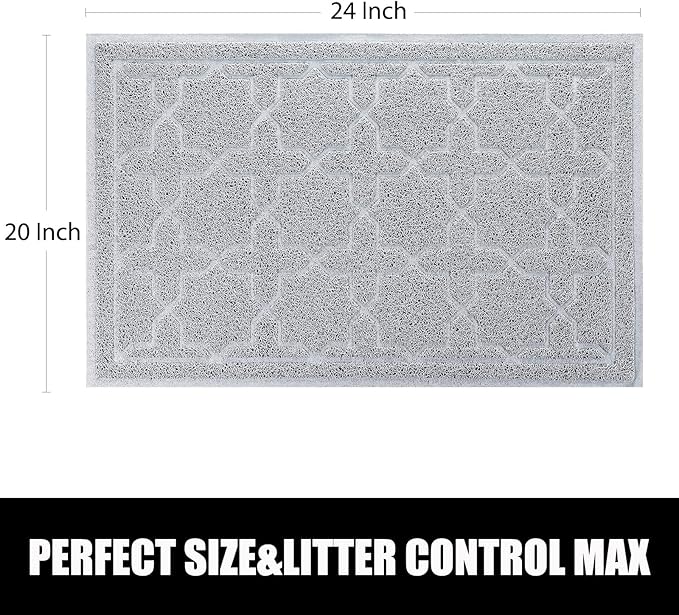 Yimobra Cat Litter Mat, 24"x20" Litter Mat with Litter Lock Mesh, Soft Cat Litter Mat Litter Trapping Mat, Easy to Clean, Non-Slip, Water Resistant, Litter Free Floors, Grey-Mewly Pet