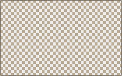 Flagship Carpets Schoolgirl Style Brown and White Checkerboard Educational Area Rug for Kids Room Seating Décor, Children's Classroom, Play Carpet for Teaching and Playroom, 7'6" x 12', Neutral
