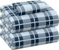 RUVANTI Flannel Sheets Twin Size - 100% Cotton Double Brushed Twin Sheets Set, Deep Pockets 16 Inches, All Seasons Breathable & Extra Soft Bed Sheets, Warm & Cozy, 3 Piece, Illusion Check
