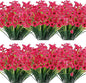 20 Bundles Artificial Flowers Outdoor UV Resistant Fake Flowers No Fade Faux Plastic Plants Garden Porch Window Box Decorating(Rose Red)…