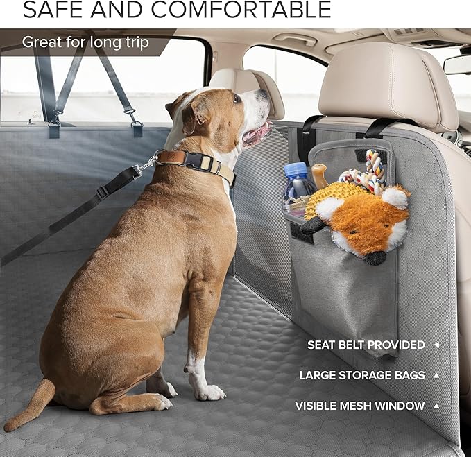 Back Seat Extender for Dogs, Heavy Duty Dog Car Seat Cover for Back Seat and Aggressive Chewer, Large Hard Bottom Car Seat Cover for Dogs, Dog Hammock for Car, Travel Pet Car Bed for Car, SUV, Truck-Mewly Pet