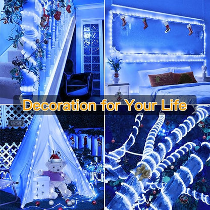 Ollny Rope Lights 33FT 100 LED, USB Multicolor String Lights with Remote, 8 Modes IP68 Waterproof Timer Christmas Lights for Indoor Outdoor Bedroom Party Christmas Decorations