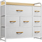 YITAHOME 7 Drawer Dresser, Storage Organizer with Shelves, Fabric Dresser, Chest of Drawers, Living Room, Closets, Sturdy Steel Frame, Wooden Top, Easy Pull Fabric Bins