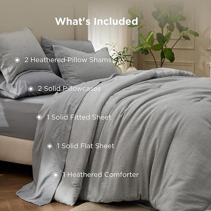 Bedsure Queen Comforter Set Dark Grey - Bed in a Bag Queen Size Bedding 7 Pieces, Cationic Dyed Bed Set, Dark Grey Soft Bedding for All Seasons Comforter with Sheets, Pillowcases & Shams