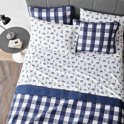 Eddie Bauer - Queen Sheets, Cotton Flannel Bedding Set, Brushed For Extra Softness, Cozy Home Decor (Bears & Trees, Queen)