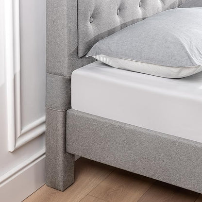 ZINUS Kellen Upholstered Scalloped Platform Bed Frame, Mattress Foundation, Wood Slat Support, No Box Spring Needed, Eco Friendly WonderBox (TM), Easy Assembly, Dark Grey, Queen