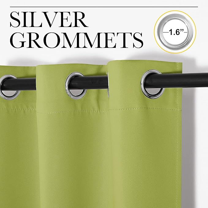 NICETOWN Fresh Green Blackout Curtains 78 inches Length for Bedroom, 2 Panels, 42" Wide, Thermal Insulated Decoration Drapes for Office Window