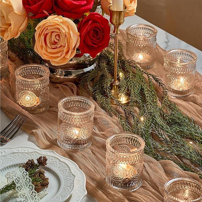 30 Pack Clear Glass Votive Candle Holders, Vintage Candle Holder Bulk, Tealight Candle Holders for Table Centerpieces, Home, Bridal Shower, Birthday, Christmas, Thanksgiving Party Table Decor