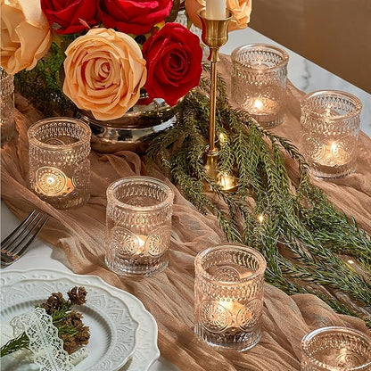 30 Pack Clear Glass Votive Candle Holders, Vintage Candle Holder Bulk, Tealight Candle Holders for Table Centerpieces, Home, Bridal Shower, Birthday, Christmas, Thanksgiving Party Table Decor