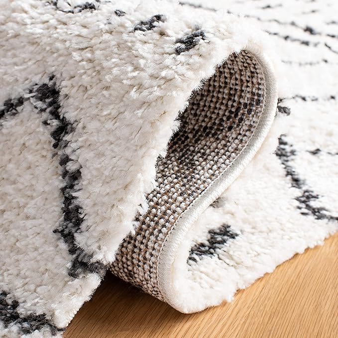 SAFAVIEH Arizona Shag Collection Area Rug - 2'3" x 22' Runner, Ivory & Black, Non-Shedding & Easy Cleaning, Plush Thick Pile, Ideal for Living Room, Bedroom, Dining Space (ASG741Z)