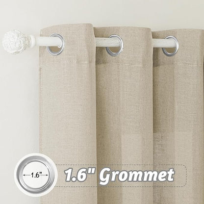 RYB HOME Linen Curtains Light Filtering Semi Sheer - Natural Breathable Burlap for Living Room Bedroom Privacy Window Treatments with Vertical Texture, W 60 x L 90 inches, Beige, 1 Panel