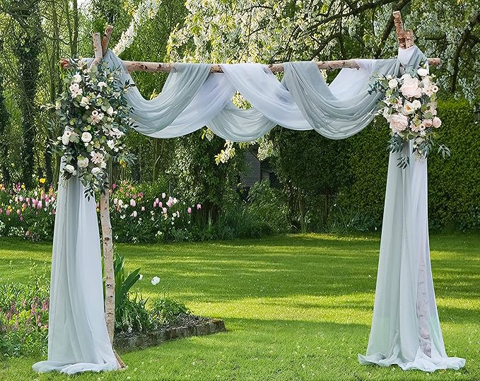 LinenZone Silver Window Scarf Valance in 216 Inch Size. Use Window Scarves as Canopy Bed or Backdrop Curtains, Curtain Scarf, or Sheer Fabric for Draping. (Amazing 55 x 216, Silver)