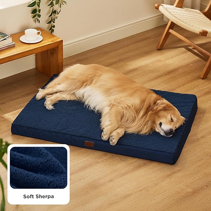Bedsure XL Dog Beds Large Sized Dog -Orthopedic Flat Extra Large Pet Beds with Removable Washable Cover, Egg Crate Foam Mat, Suitable for Pet Up to 100 lbs-Mewly Pet