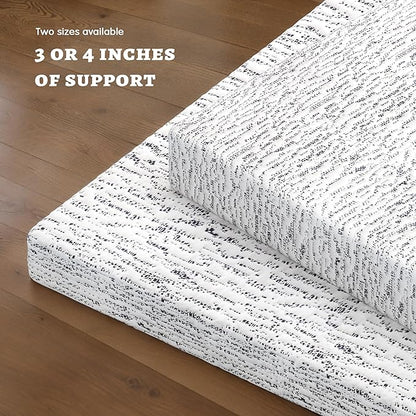 Subrtex Memory Foam Mattress Topper Twin, 4 Inch Mattress Topper for Pressure Relieving, Breathable Single Bed Topper Mattress Pads with Removable Washable Cover