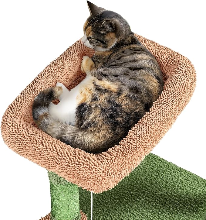 Yaheetech Cactus Cat Tree, 42in Cat Tower for Indoor Cats, Multi Level Kitten Condo Scratching Post, Cat Activity Center Pet Furniture w/Ball, Plush Perch, Platform, Basket-Mewly Pet